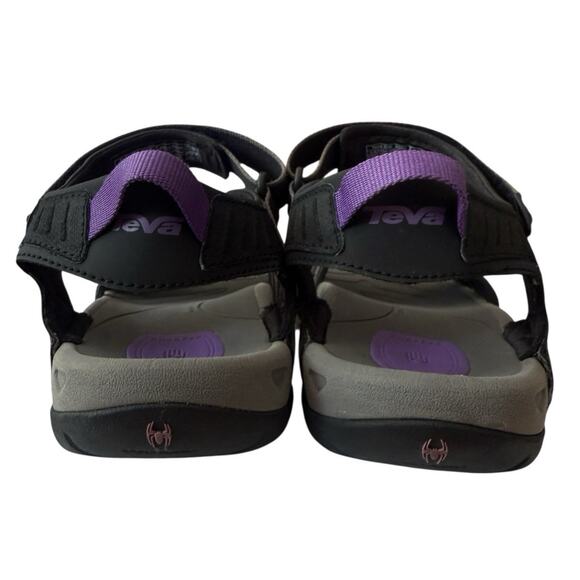 Teva Tirra Sandal Womens 9.5 Black Grey Lavendar 4266 Spider Rubber Sole - Picture 7 of 9